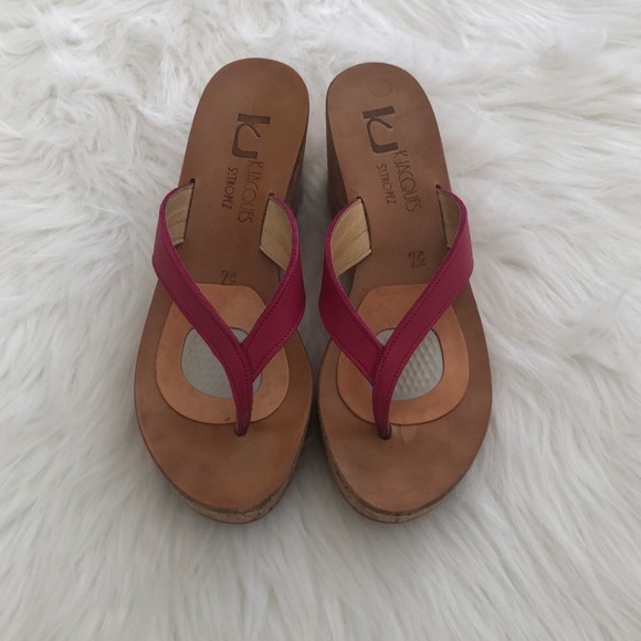 EUC! Pink Wedge Sandals, size 6 - Picture 1 of 5